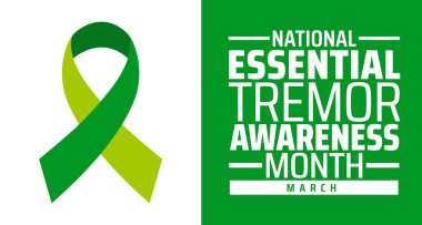 Ulusal Temel Titreşim Farkındalığı Ay arkaplan afişi veya poster tasarımı şablonu. Mart 'ta her yıl gözlemlenir. Tatil konsepti. Herhangi bir şablon, kart, poster, pankart, şablon kullan.