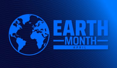 Dünya mavi ay teknolojisi konsepti arka plan pankartı veya toprak eldivenli poster tasarımı şablonu. Nisan 'da her yıl gözlemlenir. Tatil konsepti. Herhangi bir şablon, kart, poster, pankart kullan.