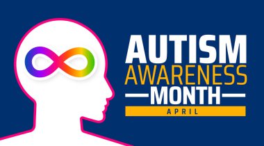 Otizm Farkındalığı Ay arkaplan pankartı veya poster tasarım şablonu. Nisan 'da her yıl gözlemlenir. Tatil konsepti. Herhangi bir şablon, kart, poster, pankart, şablon kullan.