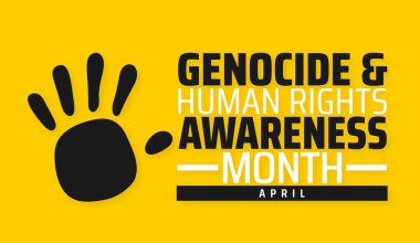 Soykırım ve İnsan Hakları Farkındalığı Ayı afişi veya poster tasarımı şablonu. Nisan 'da her yıl gözlemlenir. Tatil konsepti. Herhangi bir şablon, kart, poster, pankart, şablon kullan.