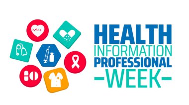 Sağlık bilgileri profesyonel hafta arkaplan afişi veya poster tasarım şablonu. Nisan 'da her yıl gözlemlenir. Tatil konsepti. Herhangi bir şablon, kart, poster, pankart, şablon kullan.