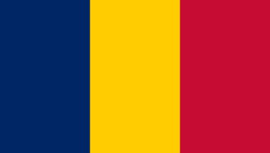 Chad bayrağı tasarımı. Chad National Flag Vector illüstrasyonu. Chad resmi renk bayrağı tasarımı.