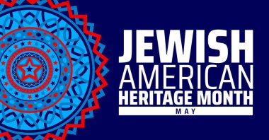 Yahudi Amerikan Mirası Ayı Mandala arkaplan afişi veya poster tasarımı şablonu. Her yıl mayıs ayında gözlemlenir. Tatil konsepti. Herhangi bir şablon, kart, poster, pankart, şablon kullan.