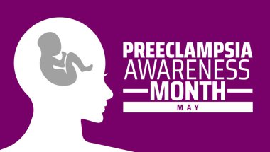 Preeclampsia Farkındalık Ayı arkaplan pankartı veya poster tasarım şablonu. Her yıl mayıs ayında gözlemlenir. Tatil konsepti. Herhangi bir şablon, kart, poster, pankart, şablon kullan.