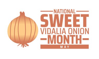 National Sweet Vidalia Soğan Ayı arka plan afişi veya poster tasarımı şablonu. Her yıl mayıs ayında gözlemlenir. Tatil konsepti. Herhangi bir şablon, kart, poster, pankart, şablon kullan.