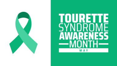 Tourette Sendromu Farkındalık Ayı afişi veya poster tasarımı şablonu. Her yıl mayıs ayında gözlemlenir. Tatil konsepti. Herhangi bir şablon, kart, poster, pankart, şablon kullan.