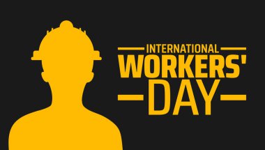 Uluslararası İşçi Günü afişi veya poster tasarımı şablonu. Her yıl mayıs ayında gözlemlenir. Tatil konsepti. Herhangi bir şablon, kart, poster, pankart, şablon kullan.