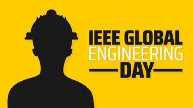 IEEE Küresel Mühendislik Günü arkaplan pankartı veya poster tasarım şablonu. Her yıl mayıs ayında gözlemlenir. Tatil konsepti. Herhangi bir şablon, kart, poster, pankart, şablon kullan.