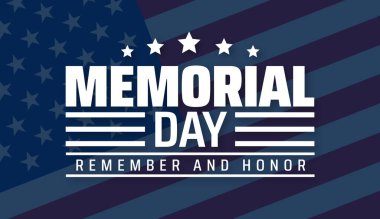 Anma Günü arkaplanı, afiş ya da ABD bayrağıyla poster tasarımı şablonu. ABD bayrağını unutmayın ve onurlandırın. Amerika Birleşik Devletleri. Birleşik Devletler gazileri için bir dakikalık saygı duruşu..