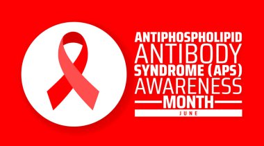 Antifosfolipid Antikor Sendromu APS Farkındalık Ay arkaplan afişi veya poster tasarım şablonu. Her yıl haziran ayında gözlemlenir. Tatil konsepti. Herhangi bir şablon, kart, poster, pankart, şablon kullan.