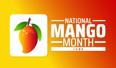 Mango Ayı arkaplan pankartı veya poster tasarımı şablonu. Her yıl haziran ayında gözlemlenir. Tatil konsepti. Herhangi bir şablon, kart, poster, pankart, şablon kullan.