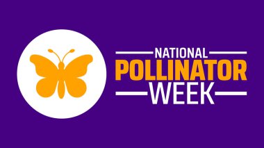 Ulusal Polenatör Haftası afişi veya poster tasarımı şablonu. Her yıl haziran ayında gözlemlenir. Tatil konsepti. Herhangi bir şablon, kart, poster, pankart, şablon kullan.