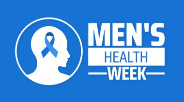 Erkekler Sağlık Haftası afişi ya da poster tasarımı şablonu. Her yıl haziran ayında gözlemlenir. Tatil konsepti. Herhangi bir şablon, kart, poster, pankart, şablon kullan.