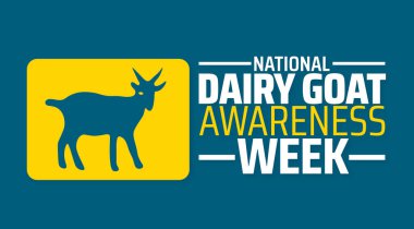 Ulusal Süt Keçisi Farkındalık Haftası arka plan afişi veya poster tasarımı şablonu. Her yıl haziran ayında gözlemlenir. Tatil konsepti. Herhangi bir şablon, kart, poster, pankart, şablon kullan.