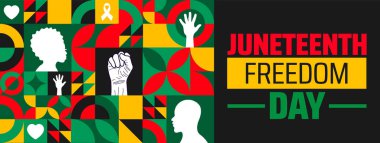 Haziranın Özgürlük Günü Sancağı. Afro-Amerikan Miras Kutlaması Yükseltilmiş Yumruk ve Afrika Renkleri ile.