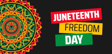 Haziran Özgürlük Günü afişi ya da poster tasarımı şablonu. Her yıl haziran ayında gözlemlenir. Tatil konsepti. Herhangi bir şablon, kart, poster, pankart, şablon kullan.