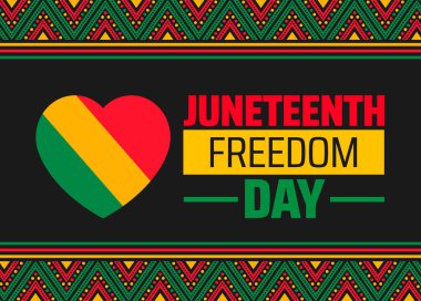 Haziran Özgürlük Günü afişi ya da poster tasarımı şablonu. Her yıl haziran ayında gözlemlenir. Tatil konsepti. Herhangi bir şablon, kart, poster, pankart, şablon kullan.