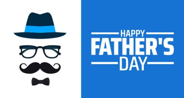 Babalar Günü afişi ya da poster tasarımı şablonu. Her yıl haziran ayında gözlemlenir. Tatil konsepti. Herhangi bir şablon, kart, poster, pankart, şablon kullan.