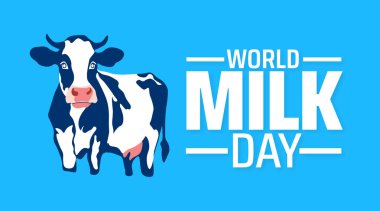 Dünya Süt Günü Geometrik şekilli arka plan pankartı veya poster tasarım şablonu. Her yıl haziran ayında gözlemlenir. Tatil konsepti. Herhangi bir şablon, kart, poster, pankart, şablon kullan.