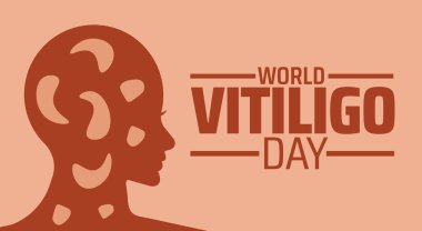 Dünya Vitiligo Günü arkaplan pankartı veya poster tasarımı şablonu. Her yıl haziran ayında gözlemlenir. Tatil konsepti. Herhangi bir şablon, kart, poster, pankart, şablon kullan.