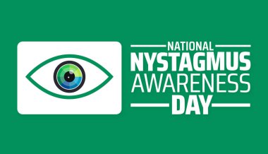 Uluslararası Nystagmus Farkındalık Günü arkaplan afişi veya poster tasarımı şablonu. Her yıl haziran ayında gözlemlenir. Tatil konsepti. Herhangi bir şablon, kart, poster, pankart, şablon kullan.