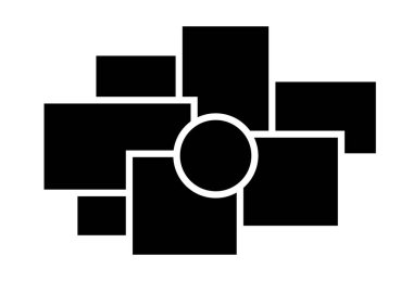 Çoklu fotoğraflar için Siyah ve Beyaz Düzensiz Resim Kolajı Şablonu. Üniversite çerçevesi boş kısmı ya da resim vektörü modeli. Çerçeve Resim üniversitesi. resim çerçeveleri.