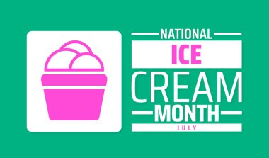 Ulusal dondurma ayı arka plan afişi veya poster tasarımı şablonu. Temmuzda her yıl gözlemlenir. Tatil konsepti. Herhangi bir şablon, kart, poster, pankart, şablon kullan.