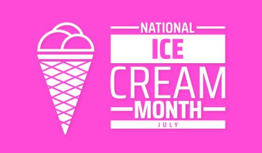 Ulusal dondurma ayı arka plan afişi veya poster tasarımı şablonu. Temmuzda her yıl gözlemlenir. Tatil konsepti. Herhangi bir şablon, kart, poster, pankart, şablon kullan.