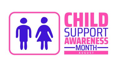 Çocuk Desteği Bilinci Ay arka planı veya afiş tasarımı. Çocukların iyiliğini savunmak. Ağustosta, bilinci artırın, destek sağlayın ve her çocuğun parlak geleceği için aileleri güçlendirin..