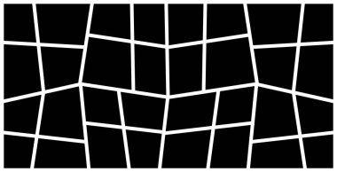 Çarpık geometrik ızgaralı ve dörtgen çizgili siyah beyaz çerçeve kolajı, modern fotoğrafçılık sunumları veya minimalist vektör tasarımları için mükemmel.
