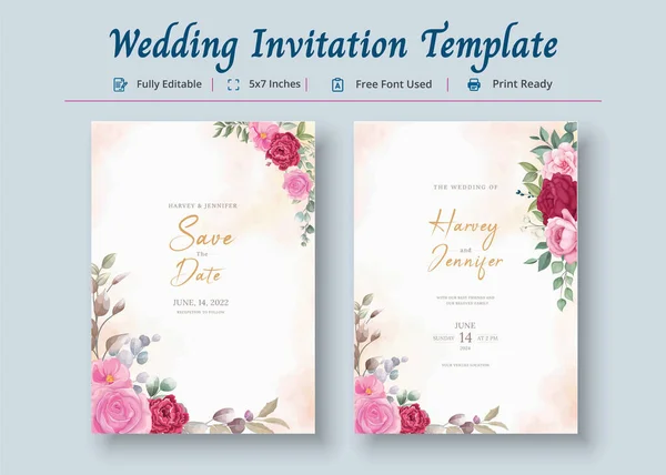 Hochzeitseinladungskarte Vorlage Einladungskarte — Stockvektor