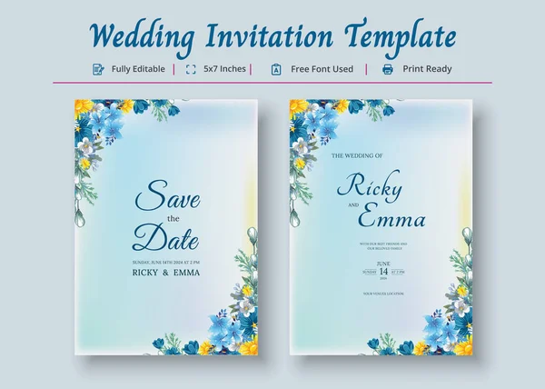 Hochzeitseinladungskarte Vorlage Einladungskarte — Stockvektor