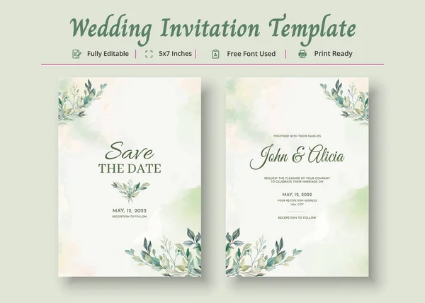 Wedding Invitation Card Template Invitation Card — Stock Vector