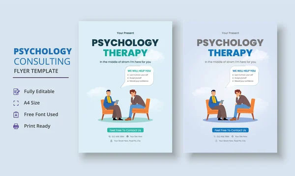 Psychology Counseling Flyer Psychology Therapy Flyer Mental Health Awareness Flyer —  Vetores de Stock