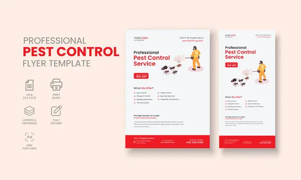 Stock vector Pest Control Service Flyer Template, Professional Pest Control Flyer, Pest Control Service DL Flyer