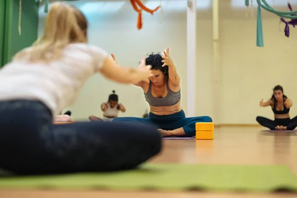 Women Practicing Yoga Yoga Center Yoga Stock Picture