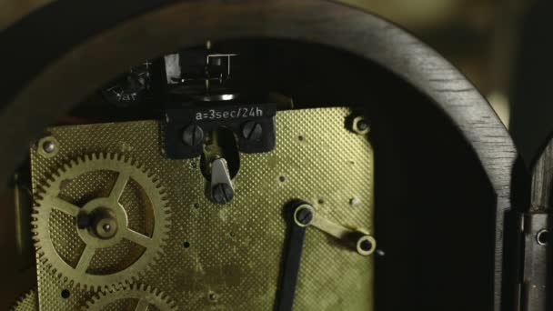 Passage Time Clock Mechanism Movement Pendulum Flywheel — Stock Video
