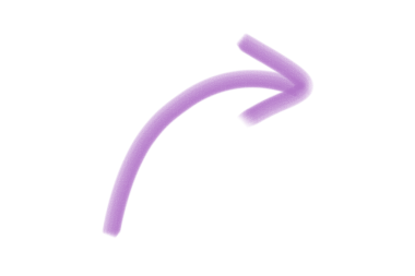 El çizimi Mor Ok, boyalı fırça, Grunge deseni, Şeffaf Arkaplanda izole edilmiş.