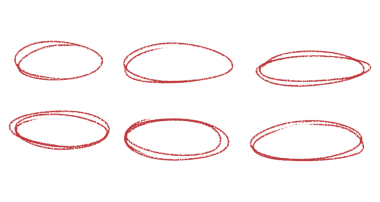 El Çizimi Kırmızı Çemberler ve Oval Set, Vurgulanmış Karalama PNG, Şeffaf Arkaplanda İzole Edildi