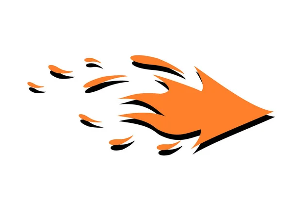 矢印アイコンの炎 速度の概念白い背景に隔離された火ベクトルのロゴ — ストックベクタ