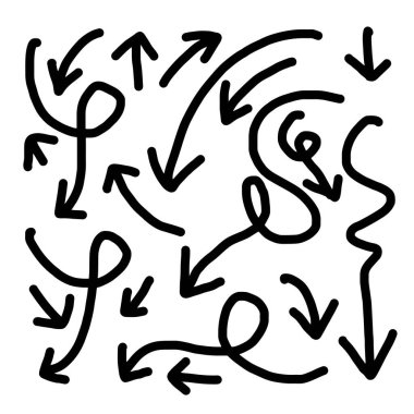 El çizimleri beyaz arka planda izole edilmiş oklar. Vektör illüstrasyonu.