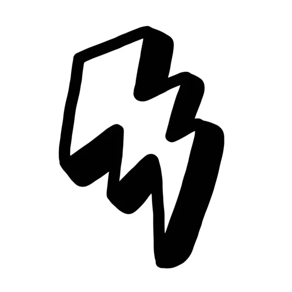 Mano Disegnato Vettore Doodle Fulmine Elettrico Simbolo Schizzo Illustrazioni Simbolo — Vettoriale Stock