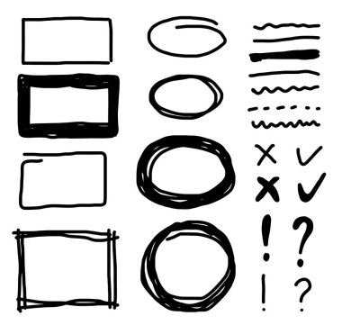 Set of hand drawn elements for selecting text.Business doodle clipart