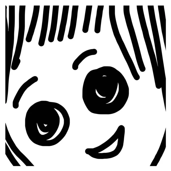 Funny Kids Cute Girls Cartoon Tváře Ikons Vector Ilustrace — Stockový vektor