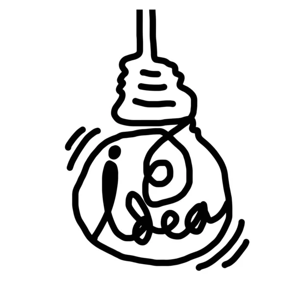 Icônes Ampoule Dessinées Main Avec Concept Idée Style Caniche Illustration — Image vectorielle