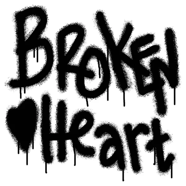 Граффити Разбитое Сердце Текст Распылен Черном Белом — стоковый вектор
