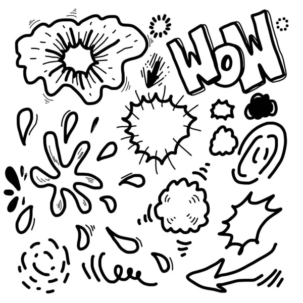 Hand Drawn Comic Doodles Isolated White Background Vector Illustration — Vettoriale Stock