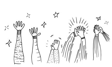 Beyaz arka planda alkış çizimi. Vektör illüstrasyonu.