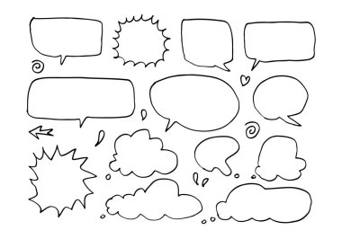 El çizimi Speach baloncukları. Vektör illüstrasyonu