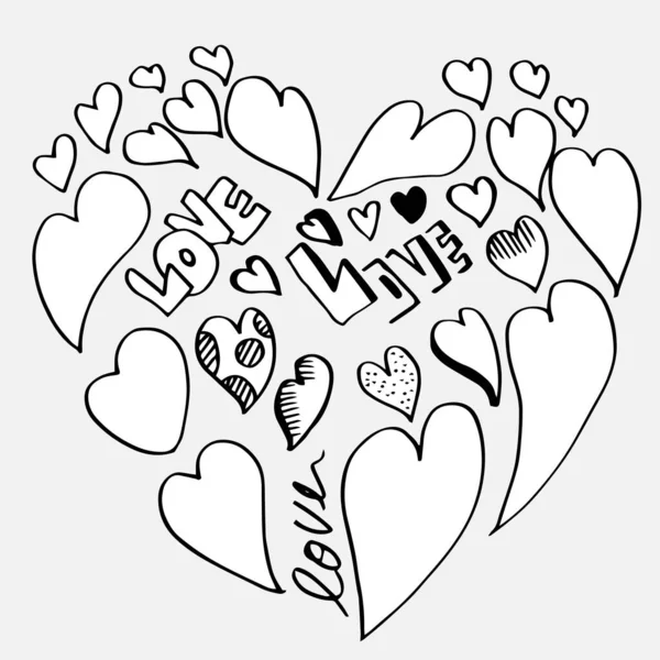 Zestaw Miłości Rysunek Ręczny Styl Doodle Dla Twojego Projektu — Wektor stockowy